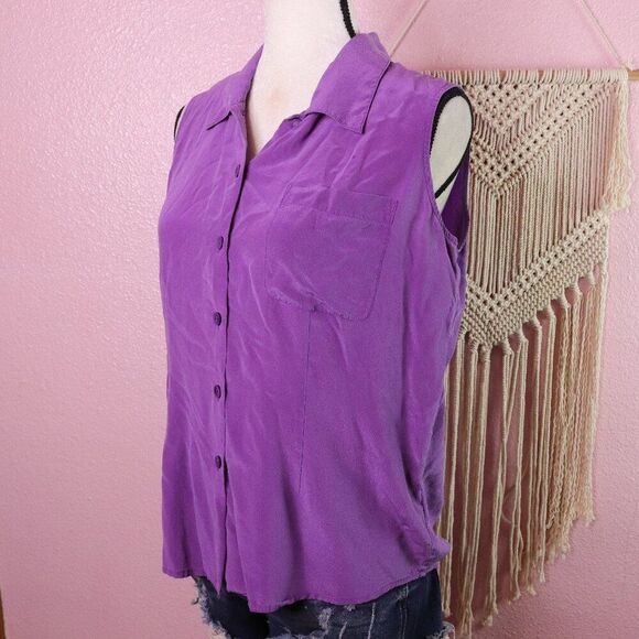 Vintage | 1990's Silk Sleeveless Blouse Medium - Picture 1 of 5
